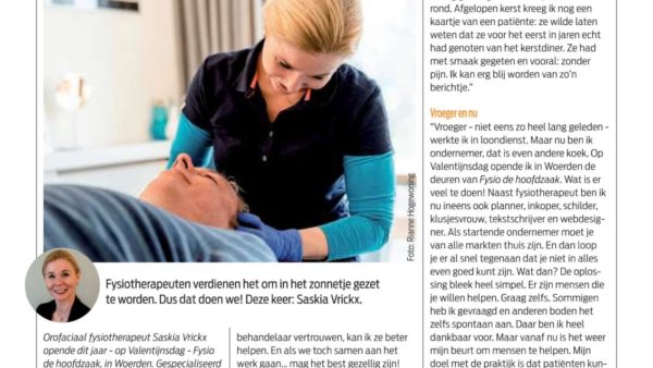 Saskia ‘in het zonnetje’ in themanummer orofaciale fysiotherapie van de KNGF!